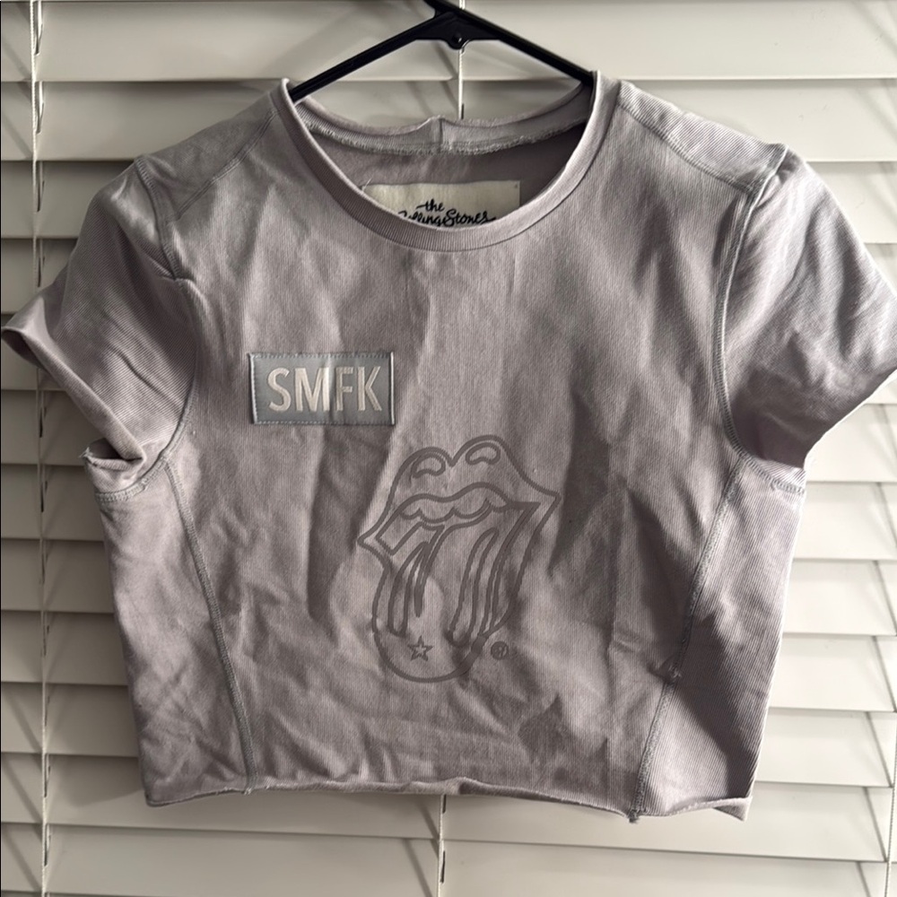 SMFK Gray Graphic Reflective Crop Top